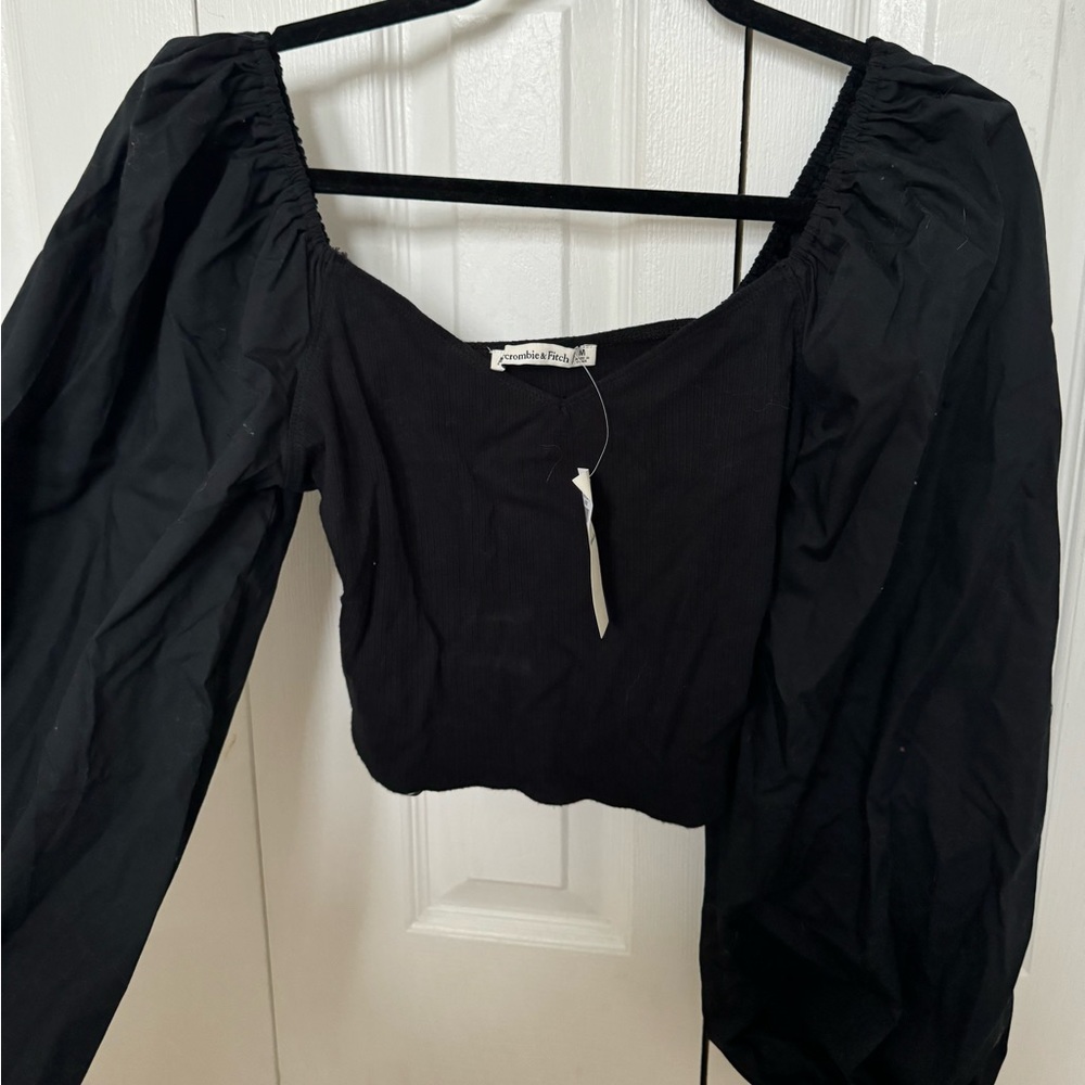 Abercrombie Long Puff Sleeve Crop Top